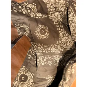 We The Free Reina Tan Brown Lamb Leather Slouchy Hobo Tote Bag Paisley Lining thumbnail 5