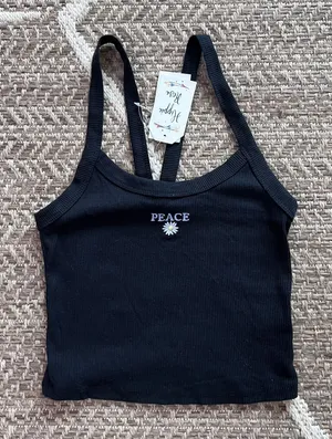 Hippie Rose "Peace" Cropped Tank Sz small thumbnail 1
