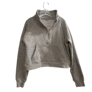 Women's M Gray Half Zip Pullover‎ Sweatshirt Kangaroo Pocket Size M thumbnail 6
