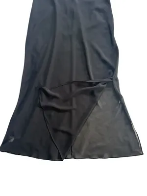 80s Sheer Chiffon Lace Slip Dress Midi Lingerie Sz M Romantic Soft Goth Coquette thumbnail 7