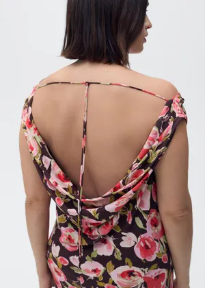Mango FLORAL DRESS WITH DRAPED NECK thumbnail 5