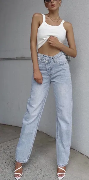 Princess Polly Criss-Cross Jeans thumbnail 1