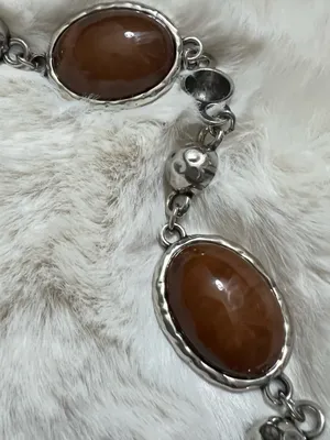 Brown Agate-Style Silver Link belt- Women one size thumbnail 2