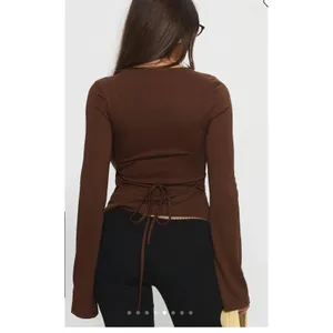 Princess Polly‎ Brown Long Sleeve Wrap Top V-Neck Tie Waist Cropped US 10 thumbnail 2