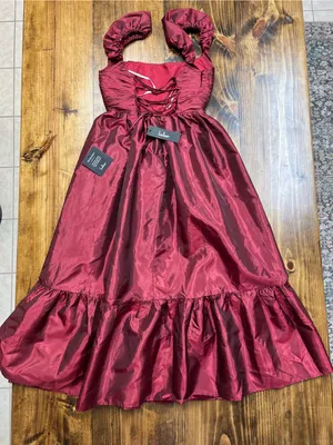 Lulus Poised Passion Wine Red Taffeta Pleated Ruffle Midi Dress Size XS NWT thumbnail 11