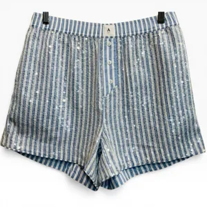 NEW Anthropologie The Wren Boxer Shorts: Sequin Edition - Light Blue Small‎ thumbnail 1
