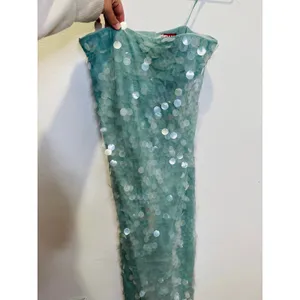 STAUD Seafoam Green Shimmering Sequined Strapless Casey Midi Gown size 2 thumbnail 4