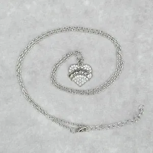 Silver Heart Rhinestone Gem Chain Pendant Link Fashion Jewlery‎ Necklace JB2-85 thumbnail 2