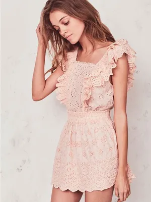 LoveShackFancy Dora Dress in Pink Parfait Size L thumbnail 2