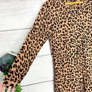 Rails Bella Jaguar Long Sleeve Leopard Print Shirt Dress Tie Waist Size Medium thumbnail 5