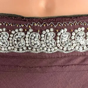 Vintage Dimri Purple Ruffle Tiered Rhinestone Peasant Boho Midi A-Line Skirt M thumbnail 5