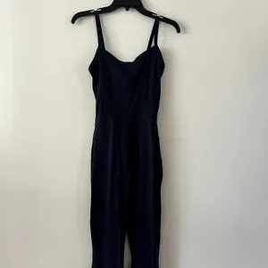 SET ACTIVE Sportbody Sporty Flare Oxford Navy Jumpsuit Size M thumbnail 2