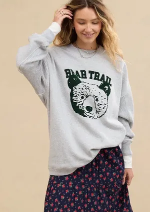 Aerie Bear Trail Gorpcore Gray Get Away Oversized Crewneck Sweatshirt size xxs thumbnail 1