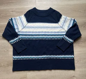 Women’s Aeire Navy Sweater with White and Light Blue Pattern thumbnail 1