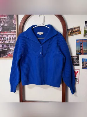 Sezane Kyam Jumper Sweater Cobalt Blue Size Small Wool Pullover Bright Blue thumbnail 2