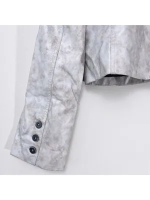 NWT Free People Block Party Metallic Blazer M Silver Vegan Leather Cropped Vneck thumbnail 8