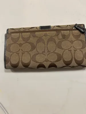 COACH Jacquard & Leather SIGNATURE C Checkbook Wallet With Checkbook Cover thumbnail 2