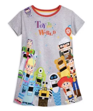 Disney Pixar Toy to the World Christmas Nutcracker Nightshirt Gray Womens Medium thumbnail 1