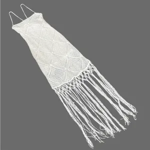 EUC Abercrombie & Fitch Crochet Fringed Dress Cream Size Small thumbnail 3
