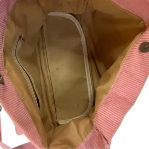 Coquette Purse Cabincore Y2K Style Bubble Gum Pink Corduroy Ribbed Whimsical Bag thumbnail 3