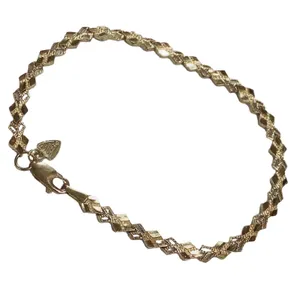 Vintage Beverly Hills 14k Gold Diamond Cut Link tennis Bracelet 7" Lobster Clasp thumbnail 1