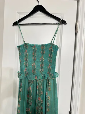 FREE PEOPLE Alejandra Smocked Bodice Tiered Sundress in Green Size Small thumbnail 9