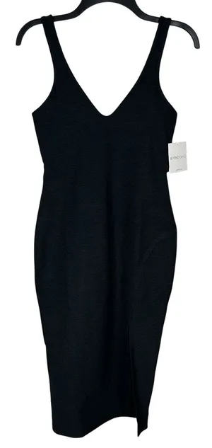 NEW Beyond Yoga Spacedye Inspire Midi Dress Womens Sz XS Charcoal Gray Shelf Bra thumbnail 1