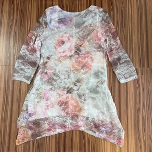 Y2K Fairycore Floral Lace Tunic Top Sheer Mesh Overlay Blouse Cal Style Size M thumbnail 5