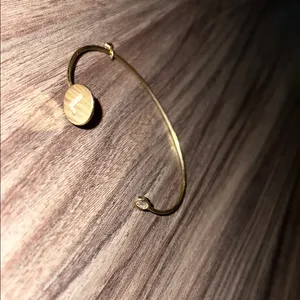 Anthropologie Elegant Gold Bangle Bracelet “L” thumbnail 2