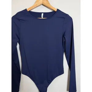 Halara Womens Long‎ Sleeve Crew Neck Thong Bodysuit Navy Blue Size Medium thumbnail 8