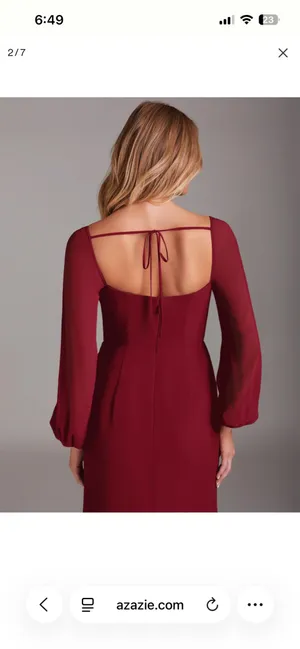 Azazie Charissa Chiffon Burgundy Bridesmaid Dress thumbnail 2