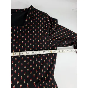 NorthStyle Womens M Black Red Geometric Print Square Neck Fit Flare Pocket Dress thumbnail 4