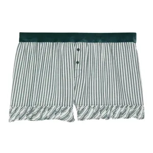 VS PINK Velvet Trim Ruffle Pajama Shorts Deep Forest Green & White Stripes SMALL thumbnail 14