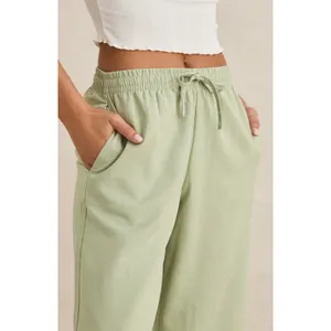 Rhythm Dolly Beach‎ Pant Palm Sage Green Wide Leg Linen Blend Size 8 NEW thumbnail 2
