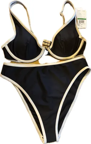 Salt + Cove Bikini Set Womens Size L Black White Trim Underwire High thumbnail 1
