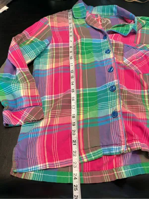 Victoria's Secret Pink, Green & Purple Plaid Flannel Pajama Set size Small thumbnail 9