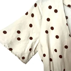 Moon River Polka Dot Midi dress SIZE MEDIUM Cream/brown Linen Blend thumbnail 8