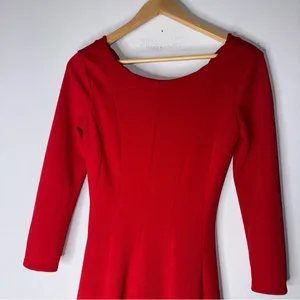 Anthropologie Sundays in Brooklyn XS Red Dress Scalloped Fit N Flare‎ Cocktail thumbnail 5
