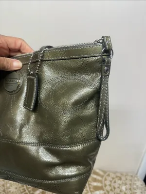 COACH Olive Leather Tote with Signature Charm thumbnail 14