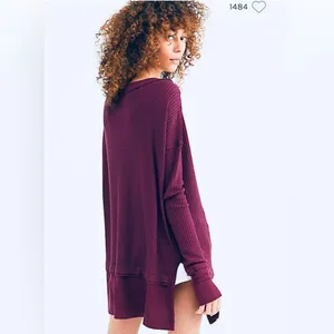 Free People We The Free North Shore Thermal Top Burgundy XS thumbnail 3