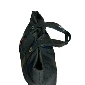 Bvlgari "Logo Mania" Black Signature Print Canvas Tote Bag With Leather Trim thumbnail 8