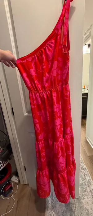 Red and pink floral maxi dress size small thumbnail 1