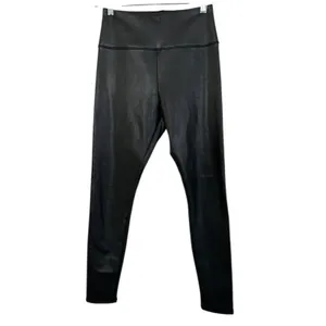 HOLLISTER faux leather fleece lined Pant leggings black Small thumbnail 2