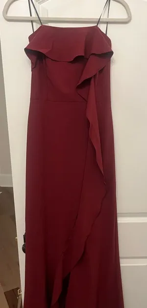 Lulus Red strapless gown thumbnail 1