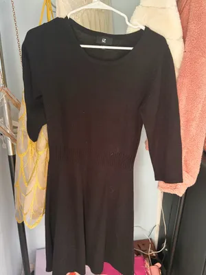Black Knit Fit-and-Flare Dress thumbnail 1
