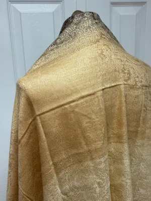 Gold and Black Paisley Pashmina Shawl With Fringes - 71" x 28"‎ - NEW In Bag. thumbnail 5