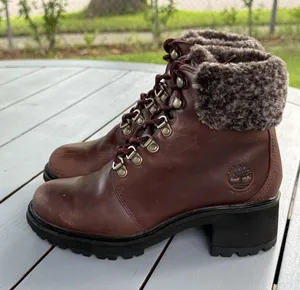 Timberland Women Size 5.5 Kinsley Waterproof Brown Leather Faux Fur Ankle Boot thumbnail 1