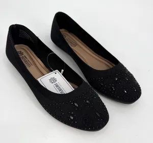 Harborsides Flats Womens 6W Wide Black Studded NANNIE Ballet Slip On Memory Foam thumbnail 1