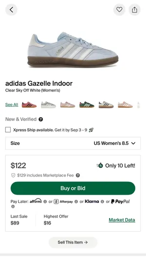 Women’s Adidas Gazelle Indoor size 8.5W thumbnail 6