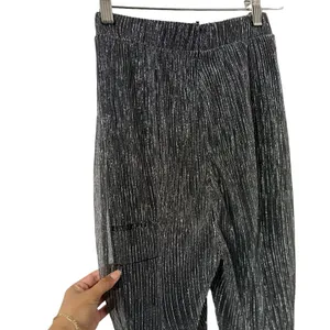 HOUSE OF CB Alexandra Lurex Silver Wide Leg Pants Trousers thumbnail 7